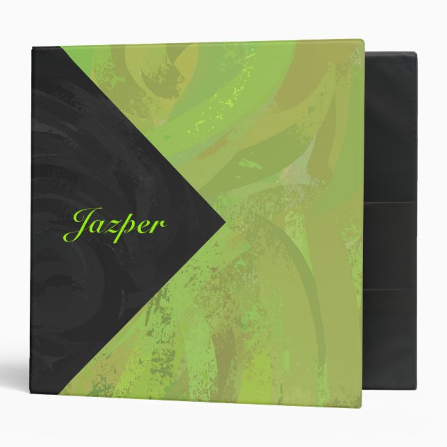 Kiwi Bash Green and Black Monogram Binder (Front/Inside)