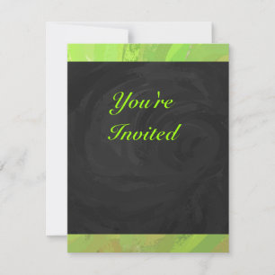Kiwi Bash Green and Black Monogram Invitation