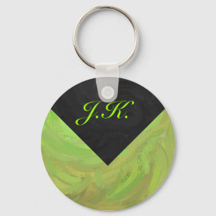 Kiwi Bash Green and Black Monogram Keychain