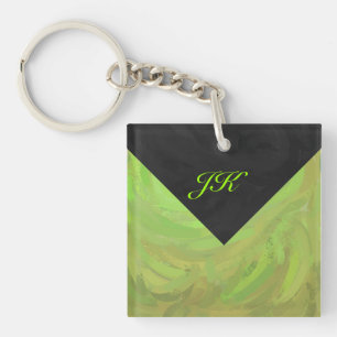 Kiwi Bash Green and Black Monogram Keychain