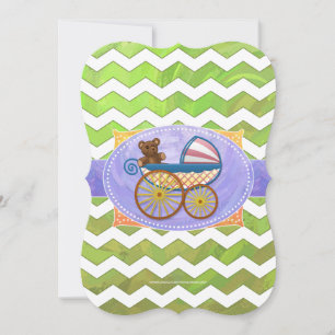 Kiwi Bash Green Chevron Baby Stuff Invitation