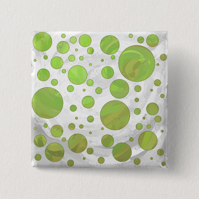 Kiwi Bash Green Polka Dot 2 Inch Square Button (Front)