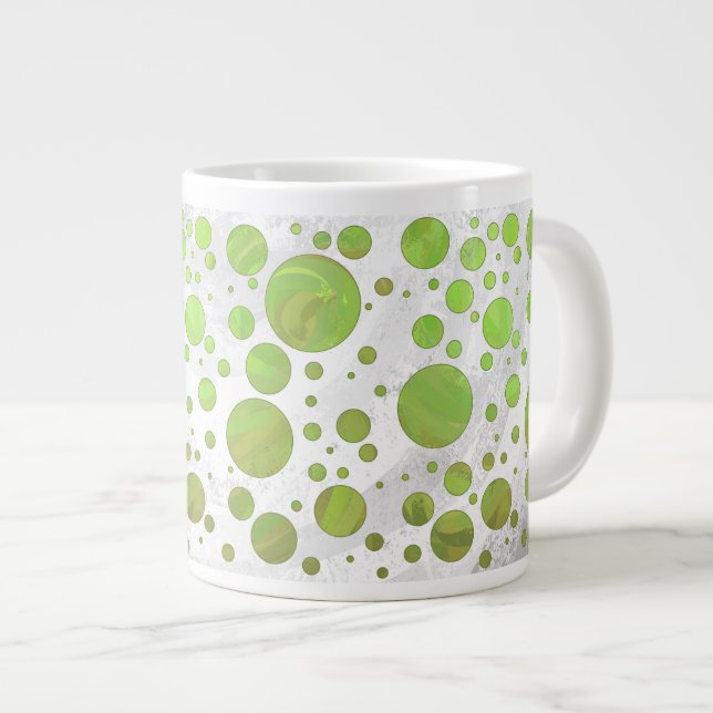 Kiwi Bash Green Polka Dot Large Coffee Mug (Front Right)