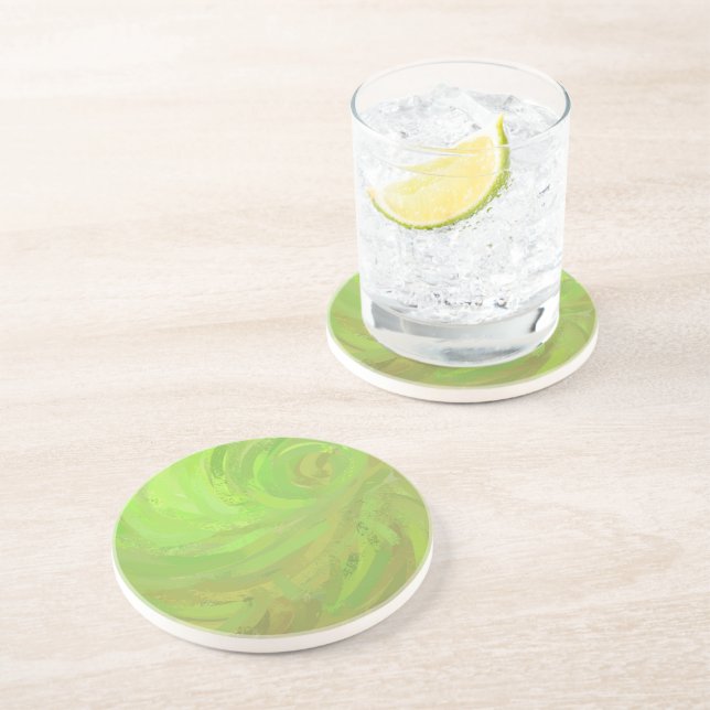 Kiwi Bash Green Swirl Coaster (Side)