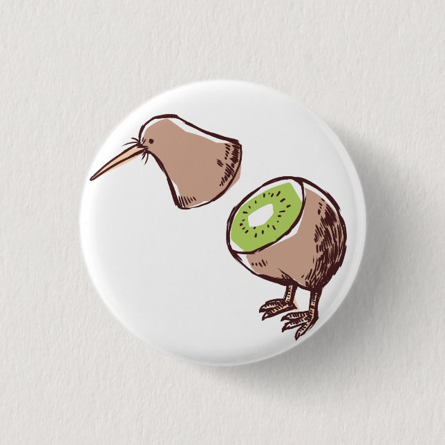 Kiwi bird 1 inch round button (Front)