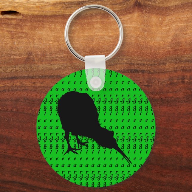 Kiwi Bird & Aotearoa (writing) New Zealand Keychain (Front)