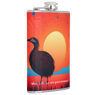 Kiwi Bird at Twilight Hip Flask