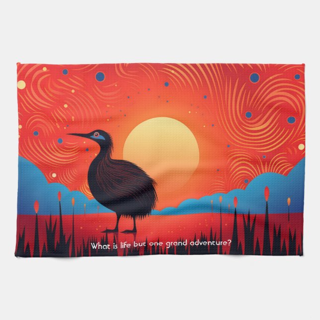 Kiwi Bird at Twilight  Kitchen Towel (Horizontal)