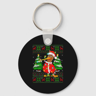 Kiwi Bird Christmas Lights Santa Costume Ugly Xmas Keychain