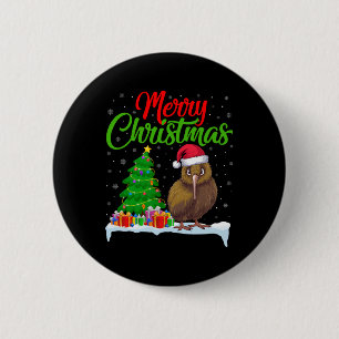 Kiwi Bird Christmas Tree Lights Funny Xmas Kiwi Bi 2 Inch Round Button