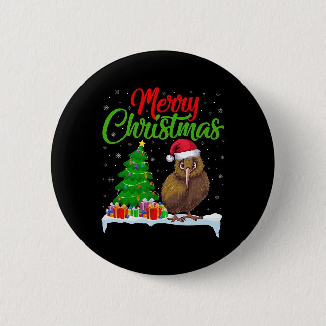 Kiwi Bird Christmas Tree Lights Funny Xmas Kiwi Bi 2 Inch Round Button (Front)