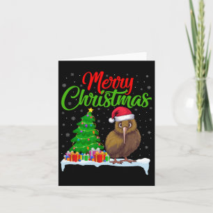Kiwi Bird Christmas Tree Lights Funny Xmas Kiwi Bi Card