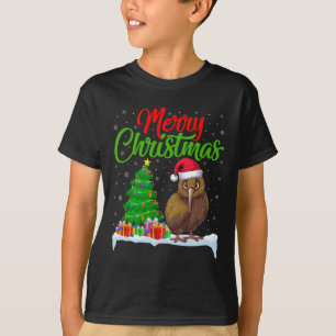 Kiwi Bird Christmas Tree Lights Funny Xmas Kiwi Bi T-Shirt