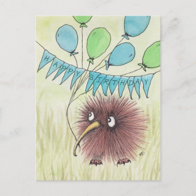 Kiwi Bird Happy Birthday Postcard (Front)