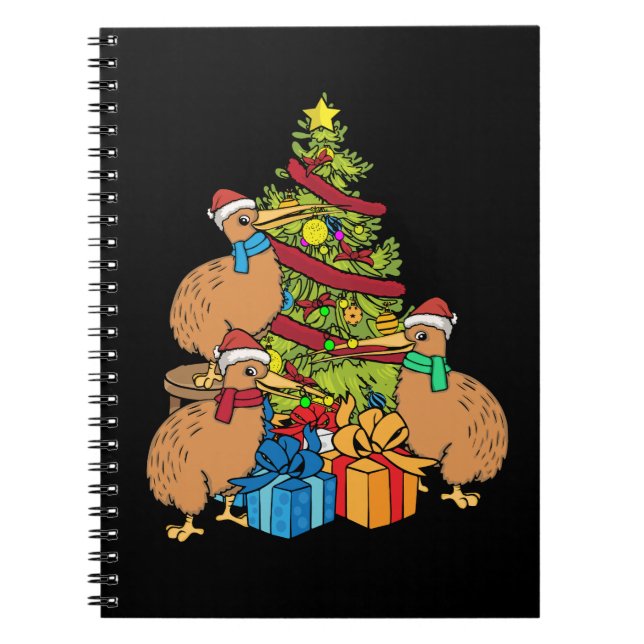 Kiwi Bird Lover Gift Christmas Tree New Zealand Notebook (Front)