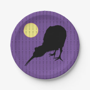 Kiwi Bird, Moon & New Zealand text /Bro Party Paper Plate