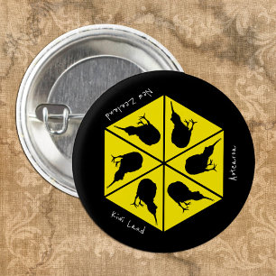 Kiwi Bird & New Zealand/ Aotearoa Islands (pizza) 1 Inch Round Button