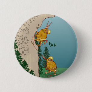 Kiwi Bird rock climbing 2 Inch Round Button
