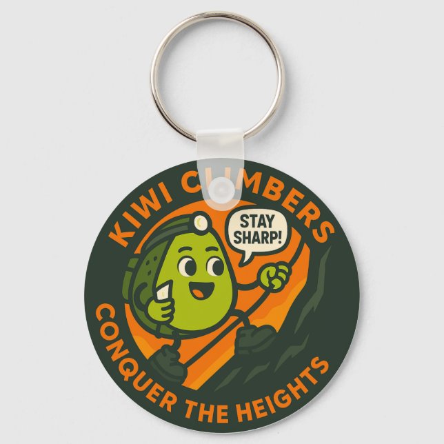 Kiwi Climbers Conquer The Heights Keychain (Front)