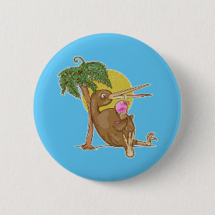 Kiwi eating an icecream 2 inch round button