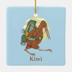 Kiwi et rocher nz oiseaux ornement céramique