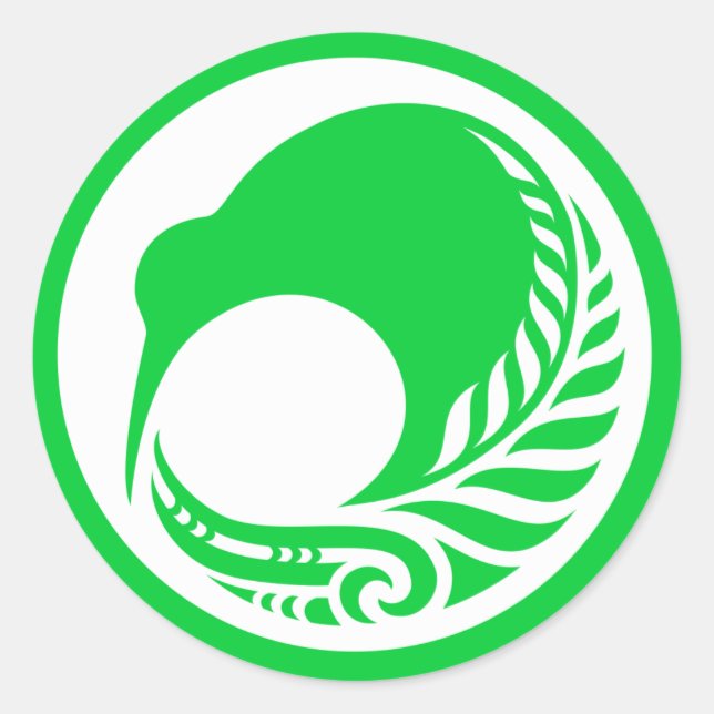 Kiwi Fern Disc Classic Round Sticker (Front)