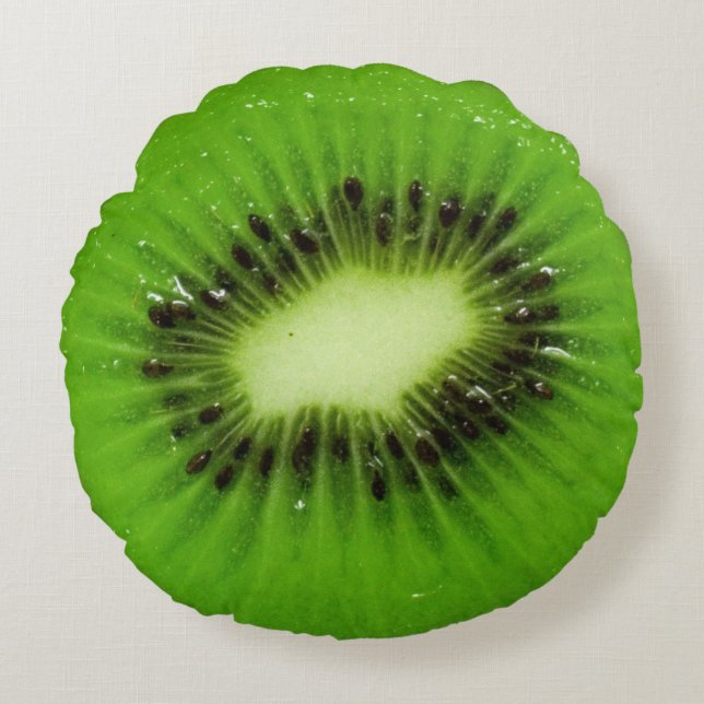 Kiwi Fruit Fresh Slice Round Pillow (Front)