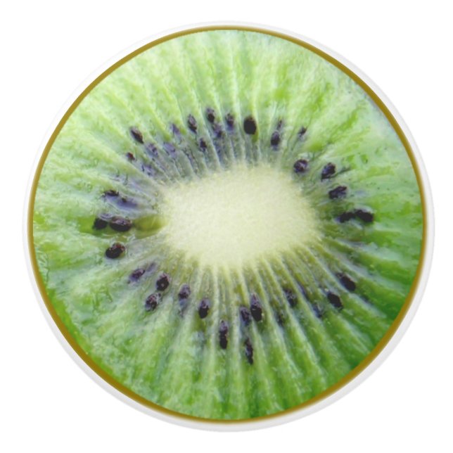 Kiwi Fruit Slice funny foodie 2D graphic Ceramic Knob (Front)