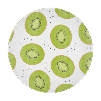 Kiwi fruit slices, seamless illustration. cutting board