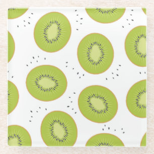 Kiwi fruit slices, seamless illustration. glass coaster