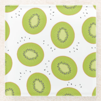 Kiwi fruit slices, seamless illustration. glass coaster