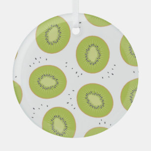 Kiwi fruit slices, seamless illustration. glass ornament