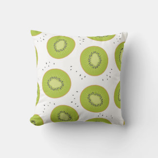 Kiwi fruit slices, seamless illustration. throw pillow
