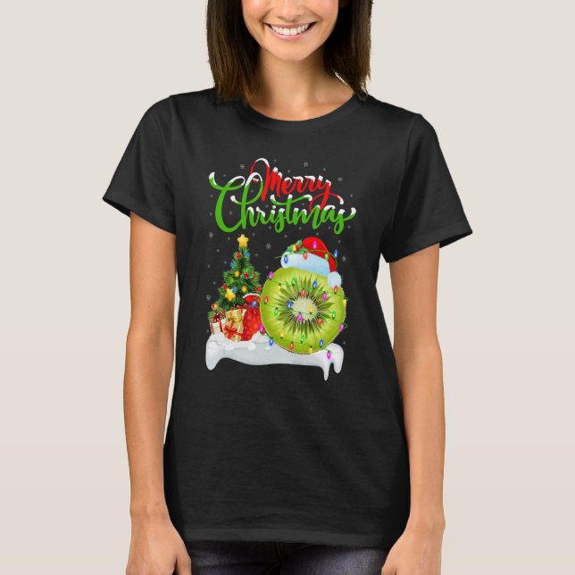 Kiwi Fruit   Xmas Decorations Santa Kiwi Fruit Chr T-Shirt (Front)