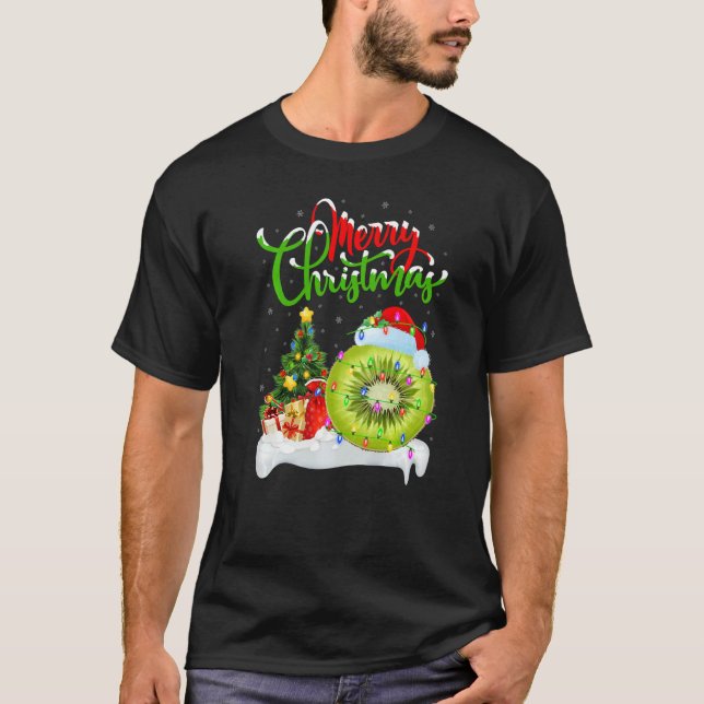 Kiwi Fruit  Xmas Decorations Santa Kiwi Fruit Chri T-Shirt (Front)