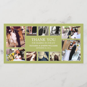 KIWI GREEN COLLAGE   WEDDING THANK YOU CARD