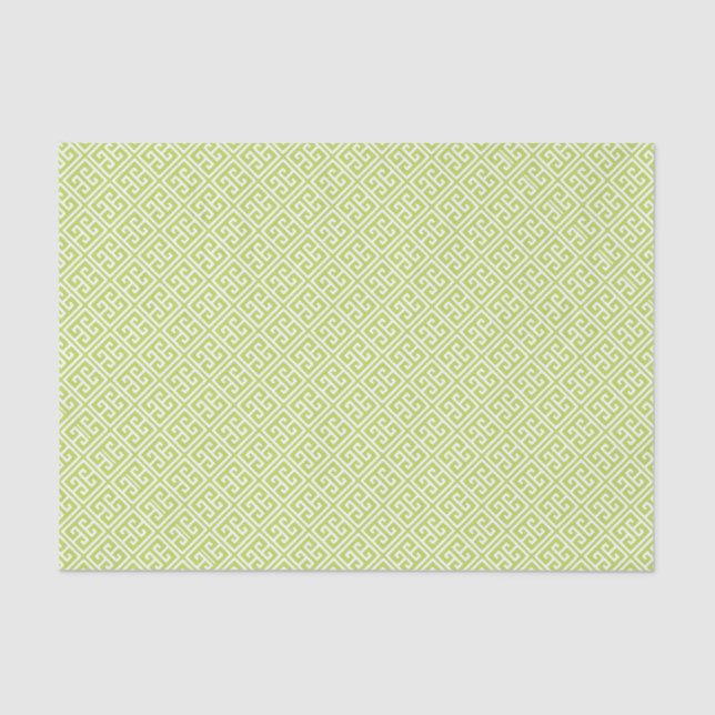 Kiwi Green Greek Key Pattern Tissue Paper (Front)
