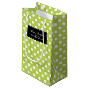Kiwi Green Polka Dots Personalized Small Gift Bag