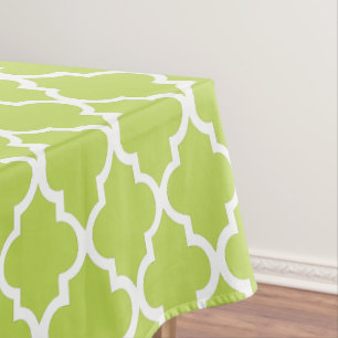 Kiwi Green Quatrefoil Tiles Pattern Tablecloth
