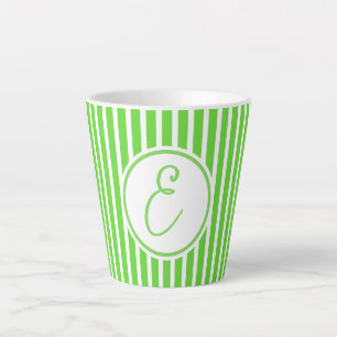 Kiwi Green with White Stripes Latte Mug