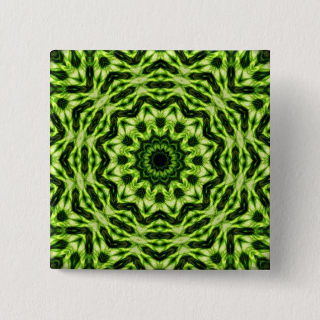 Kiwi Kaleidoscope 2 Inch Square Button (Front)