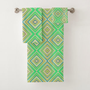Kiwi Lime Green Alternative Diamond Pattern Bath Towel Set