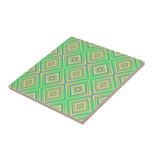 Kiwi Lime Green Alternative Diamond Pattern  Tile