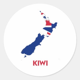 KIWI MAP CLASSIC ROUND STICKER