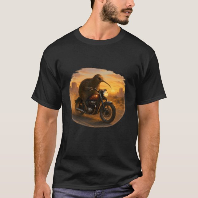 Kiwi Motorcycle Sunset T-Shirt (Front)