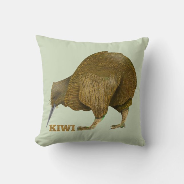 Kiwi N.Z. Bird Throw Pillow (Front)