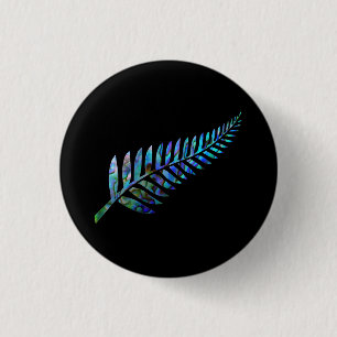 KIWI NEW ZEALAND FERN PAUA 1 INCH ROUND BUTTON