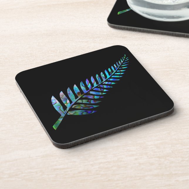 KIWI NEW ZEALAND FERN PAUA STONE COASTER (Left Side)