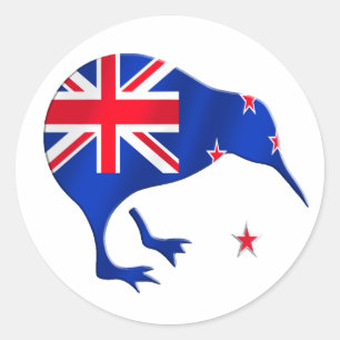 kiwi New Zealand flag soccer football gifts Classic Round Sticker