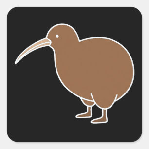 Kiwi New Zealand Minimal Doodle Square Sticker